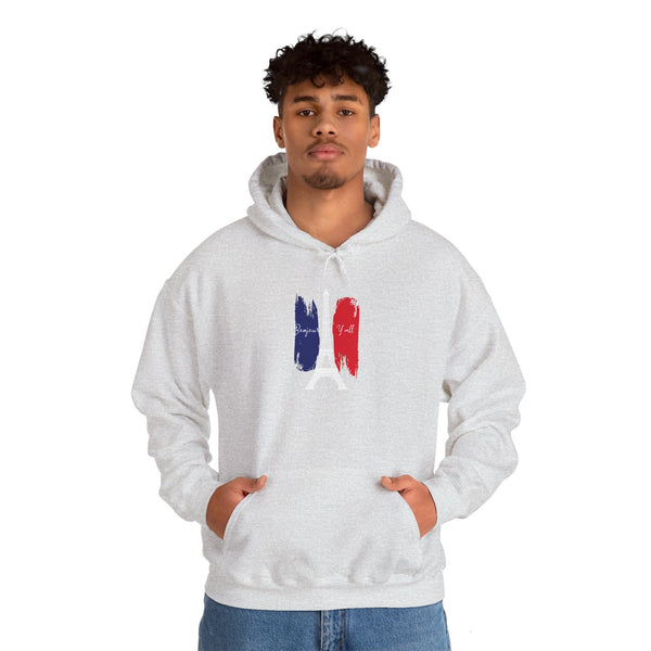 Hooded Sweatshirt Bonjour Y'all Eiffel Tower Paris French Vibes
